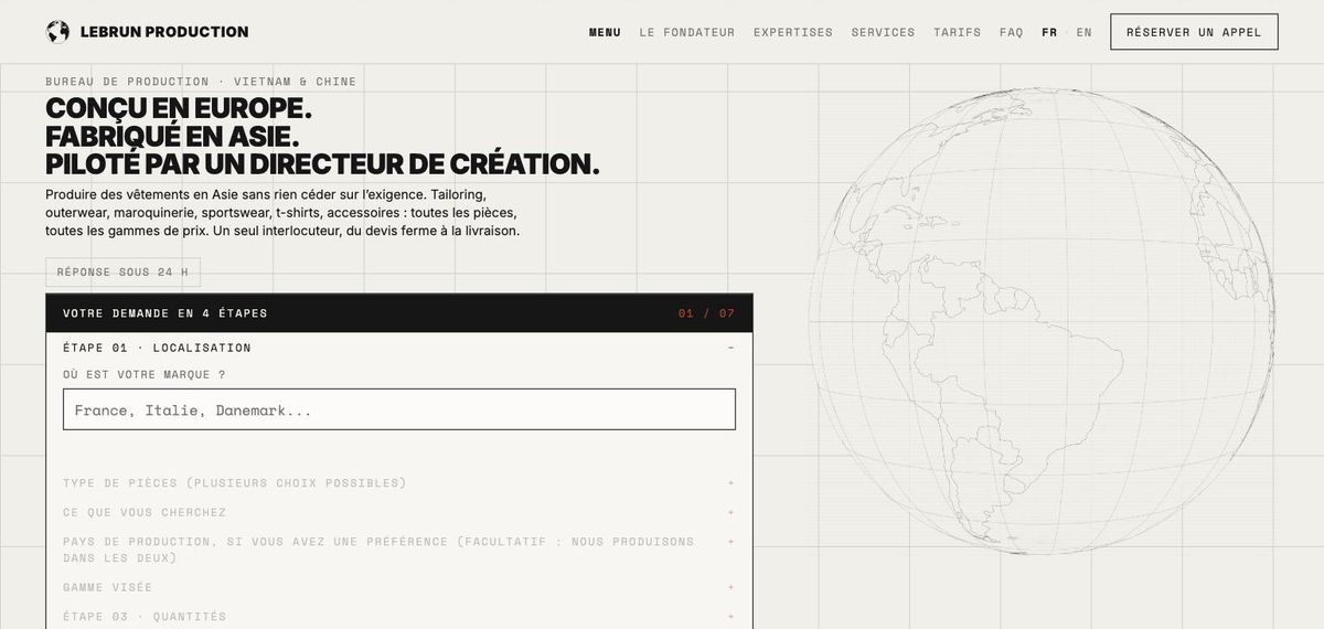 Page d'accueil du site Lebrun Production, réalisé par Studio Lebrun